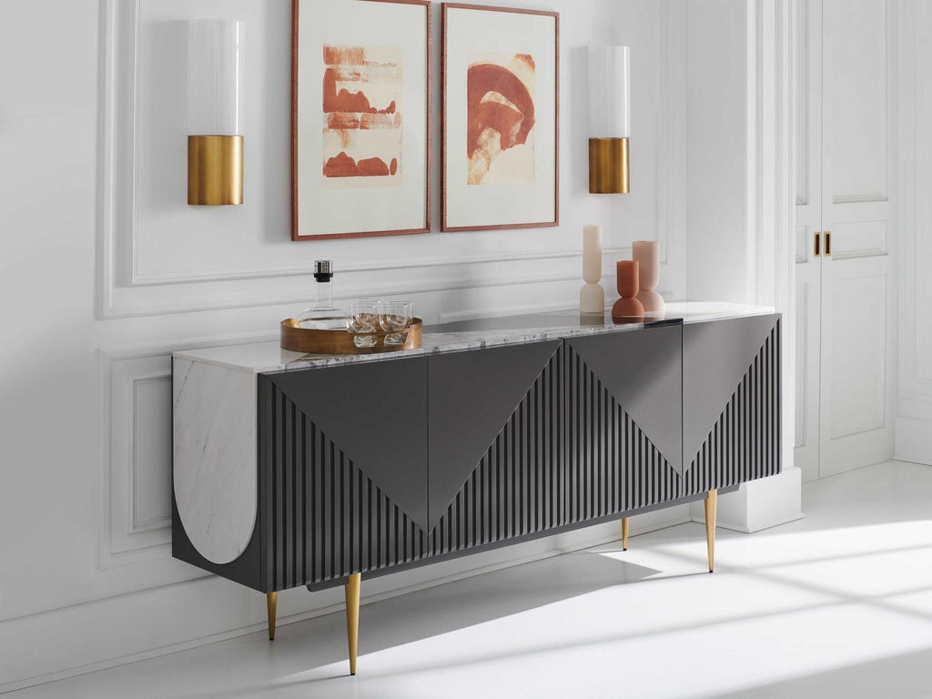Over The Edge Sideboard in Warm Slate and Champagne Gold