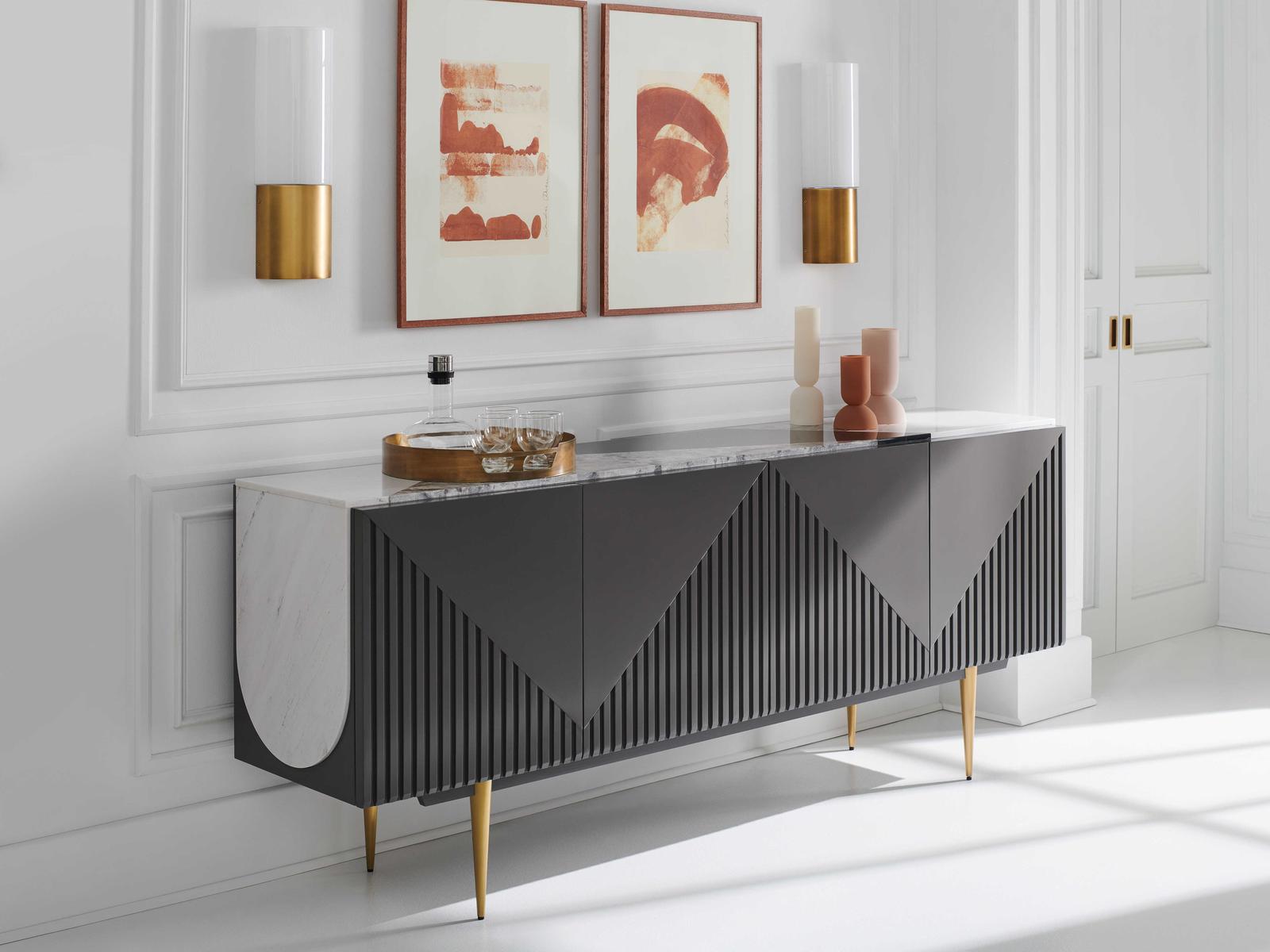 Over The Edge Sideboard in Warm Slate and Champagne Gold