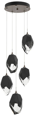 Chrysalis 16.1"W 5-Light Bronze Large Black Crystal Standard Pendant