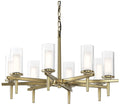 Constellation 34"W 8 Arm Modern Brass Chandelier With Opal and Clear G