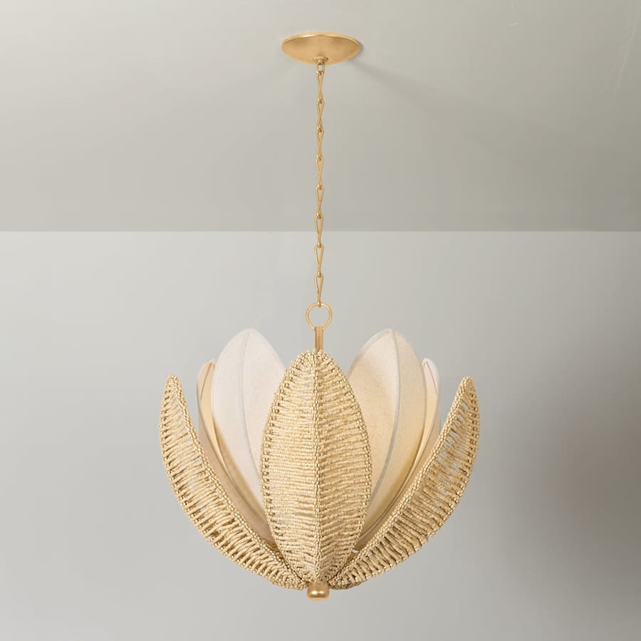 Corbett Lighting Costa Brava 5 Light 24" Wide Pendant with Coco Shell and Linen Shade