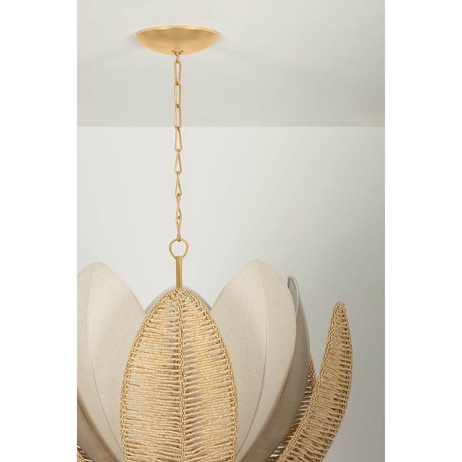 Corbett Lighting Costa Brava 10 Light 36" Wide Pendant with Coco Shell and Linen Shade