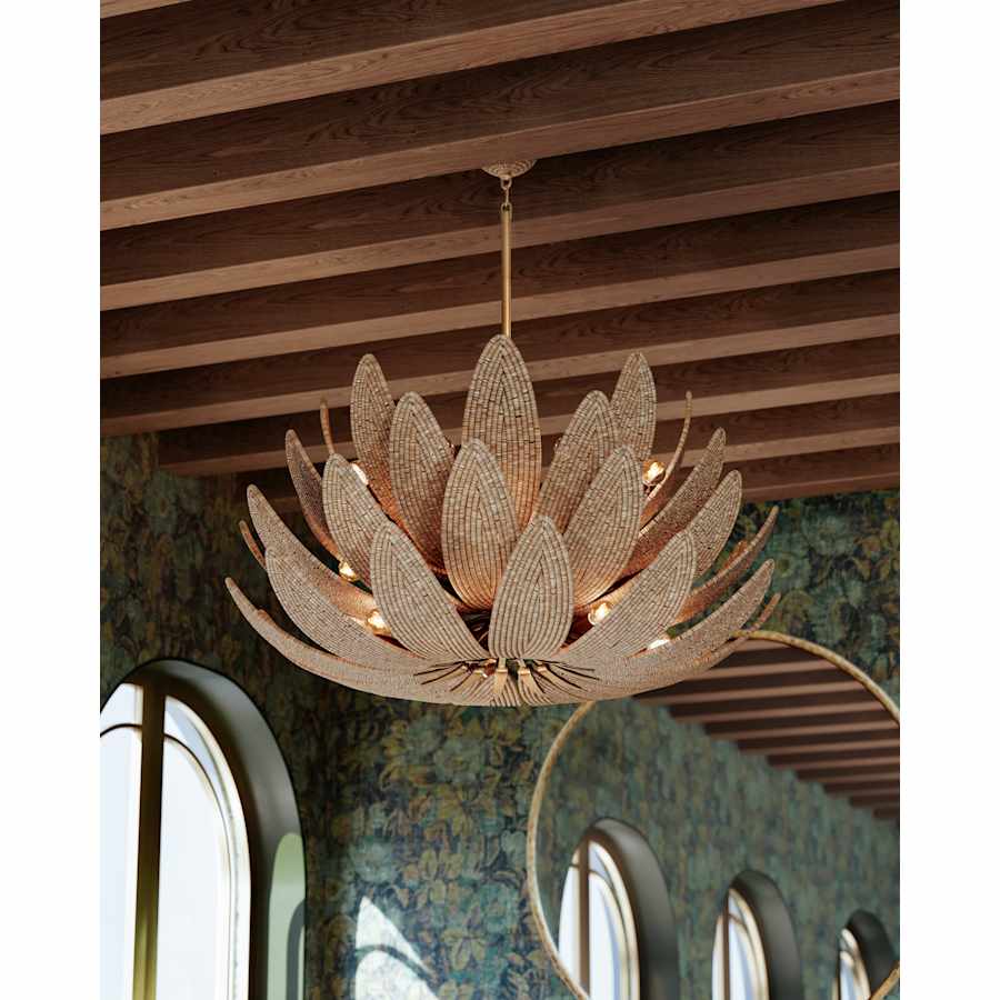 Corbett Lighting Varanasi 28 Light 42" Wide Pendant with Coco Bead Shades