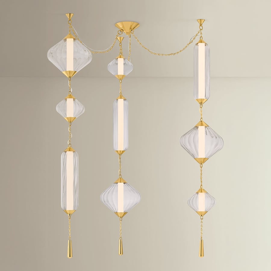 Corbett Lighting Fiorello 64" Wide LED Abstract Multi Light Pendant with Optic Glass Shades