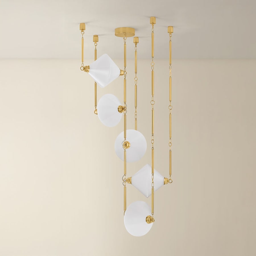 Corbett Lighting Solara 66" Wide LED Multi Light Pendant with Seedy Cloud Glass Shades