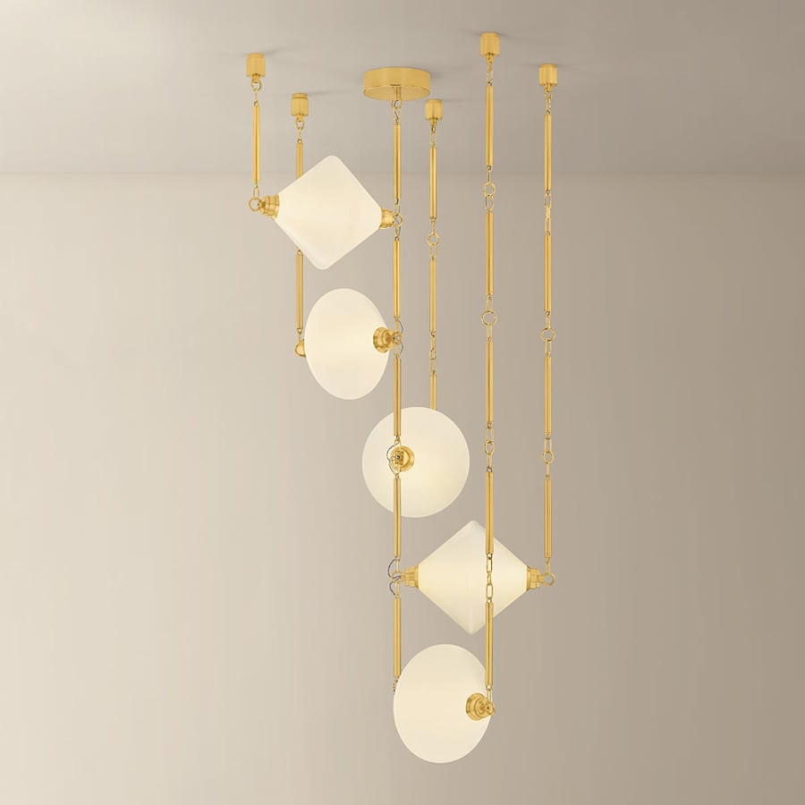 Corbett Lighting Solara 66" Wide LED Multi Light Pendant with Seedy Cloud Glass Shades