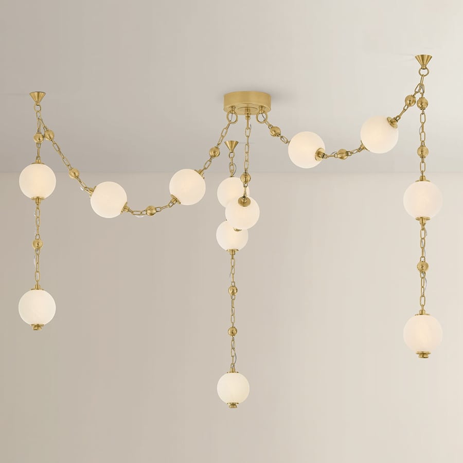 Corbett Lighting Corda 118" Wide LED Multi Light Pendant with Matte Cloud Glass Shades