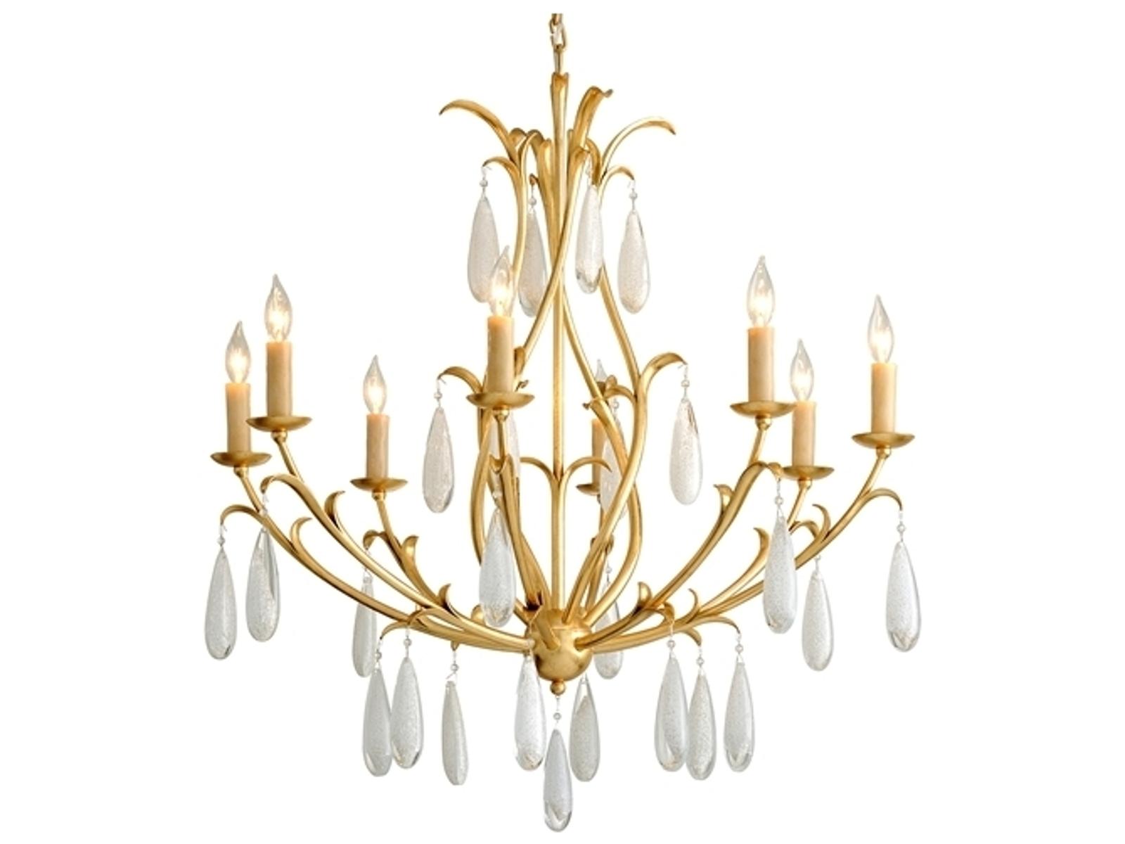 Corbett Lighting 8-Light Prosecco Chandelier in Gold Leaf with White Meteorite Glass