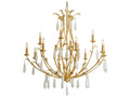 Corbett Lighting Prosecco 12-Light Chandelier in Gold Leaf with White Meteorite Glass