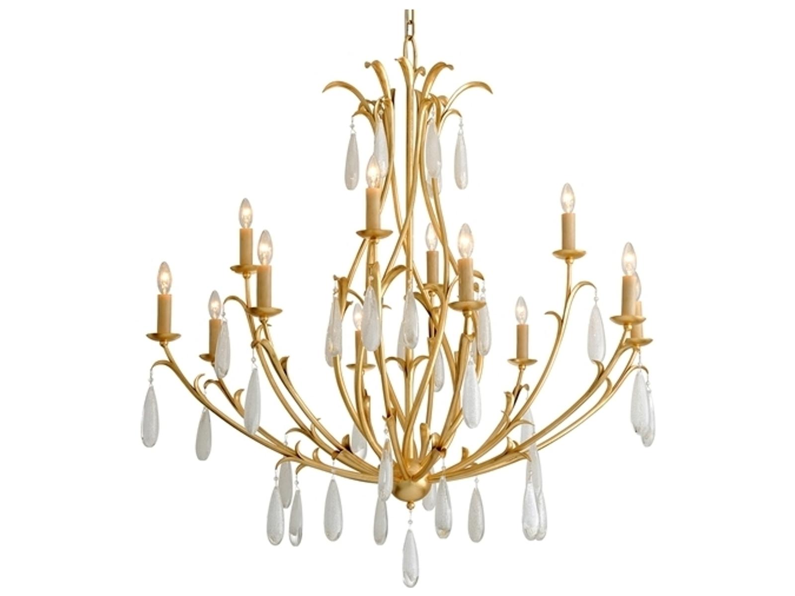 Corbett Lighting Prosecco 12-Light Chandelier in Gold Leaf with White Meteorite Glass