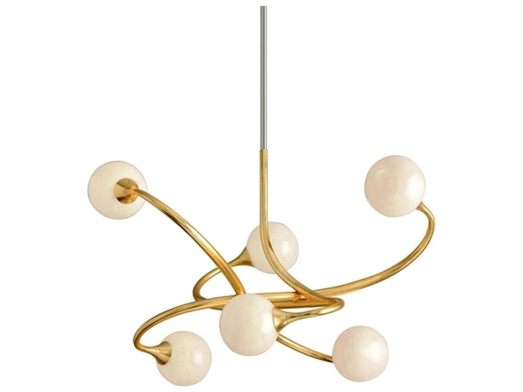 Corbett Lighting 6-Light Signature Chandelier in Gold Leaf with White Glass