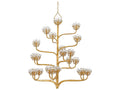 Luxecor Vistas 22-Light Dark Contemporary Gold Leaf Crystal Tiered Chandelier