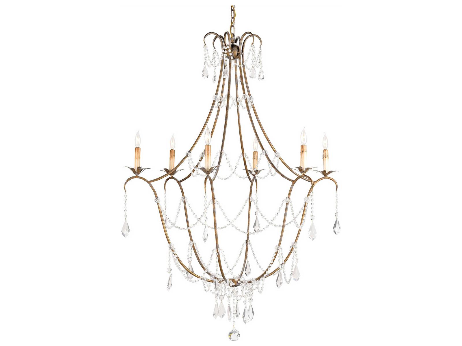 Luxecor Vistas 6-Light Rhine Gold Crystal Candelabra Chandelier