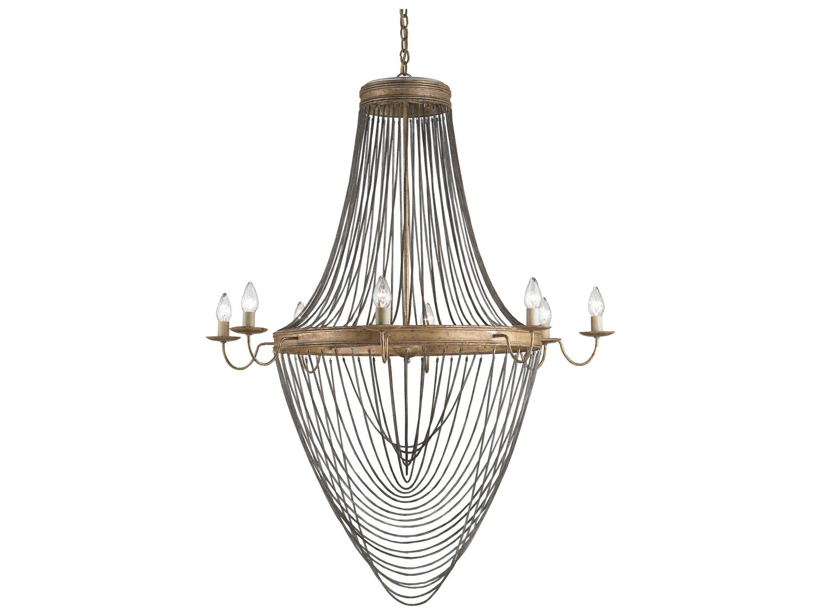 Luxecor Vistas 8-Light French Gold Leaf antique Wash Silver Candelabra Geometric Chandelier