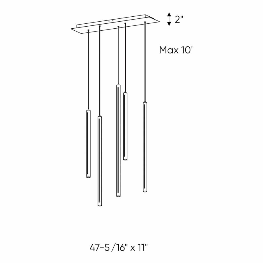 DALS Lighting 47" Wide 5 Light LED Linear Pendant