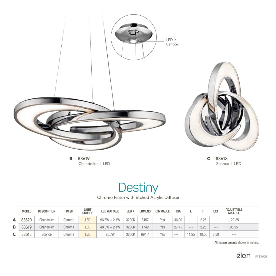Elan Destiny 4 Light 36" Wide LED Pendant