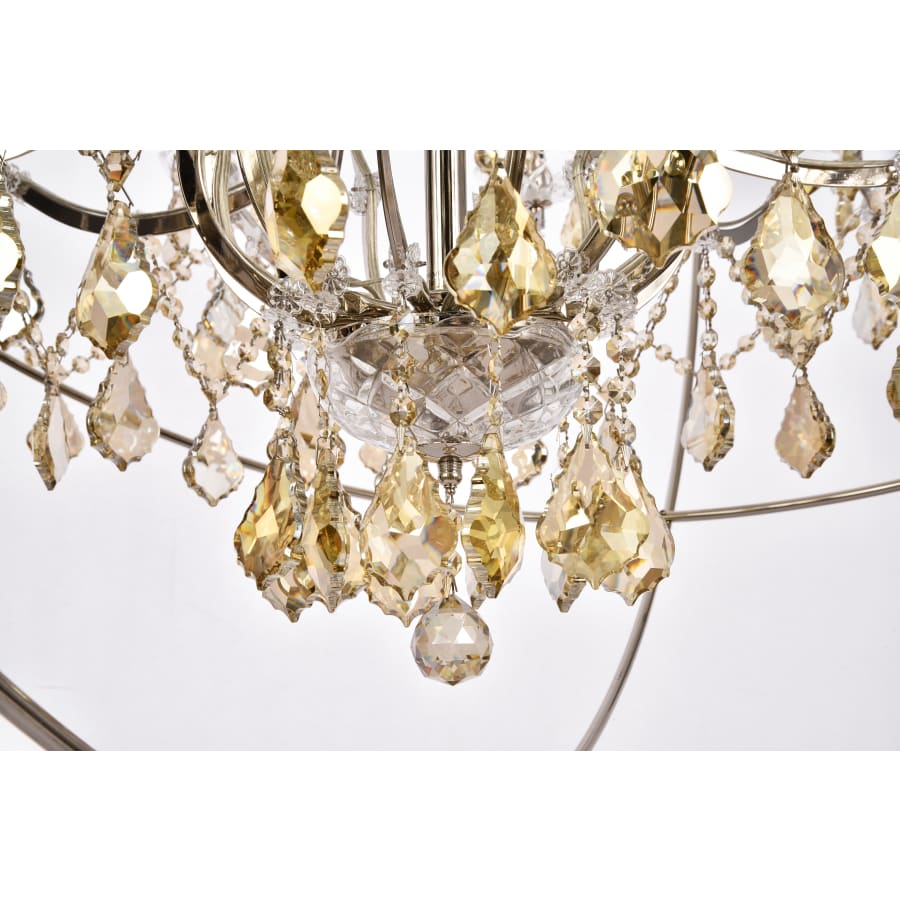 Elegant Lighting Geneva 25 Light 60" Wide Crystal Chandelier with Golden Teak Royal Cut Crystals