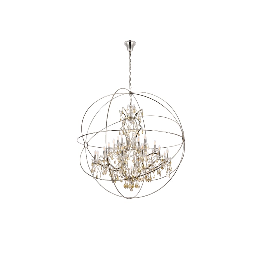 Elegant Lighting Geneva 25 Light 60" Wide Crystal Chandelier with Golden Teak Royal Cut Crystals