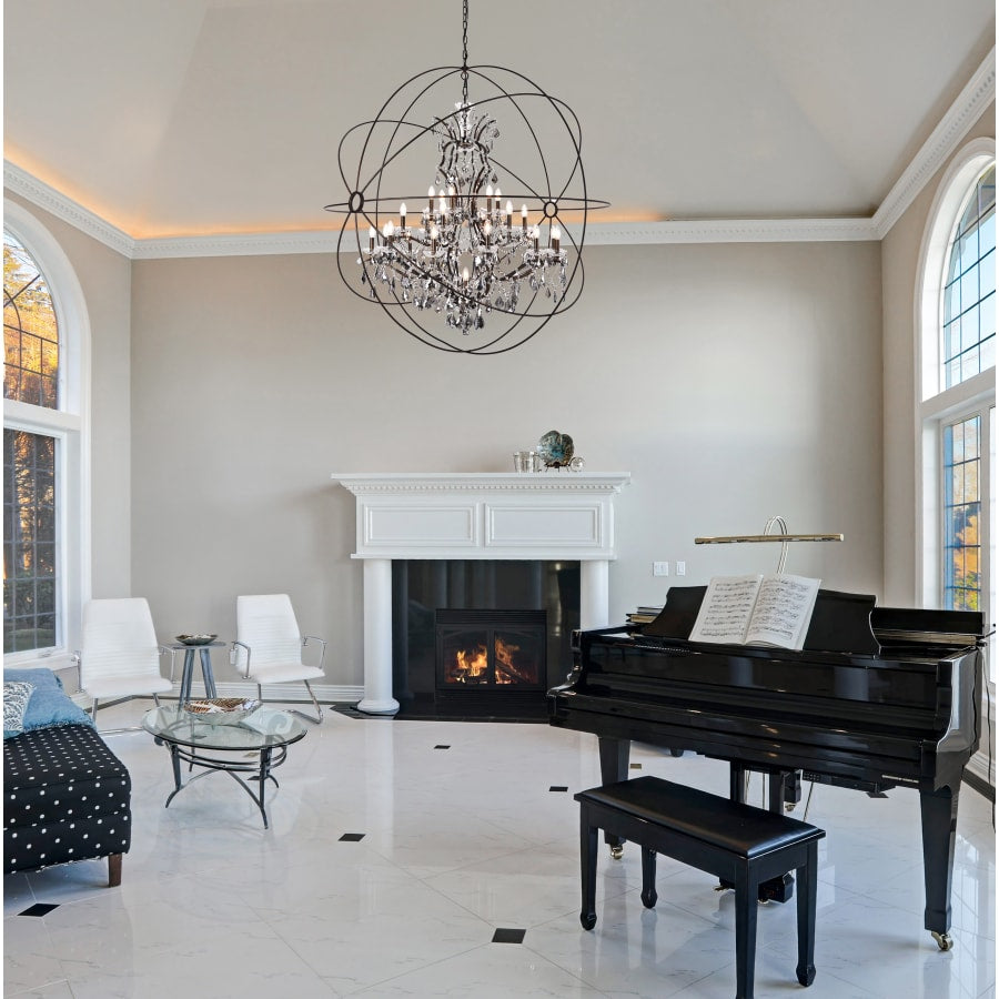 Elegant Lighting Geneva 25 Light 60" Wide Crystal Chandelier with Silver Shade Royal Cut Crystals