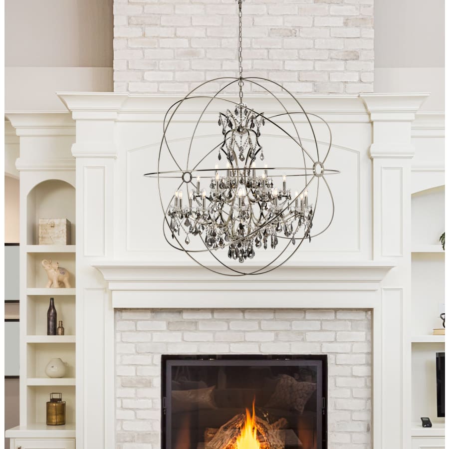 Elegant Lighting Geneva 25 Light 60" Wide Crystal Chandelier with Silver Shade Royal Cut Crystals
