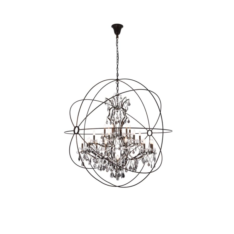 Elegant Lighting Geneva 25 Light 60" Wide Crystal Chandelier with Silver Shade Royal Cut Crystals