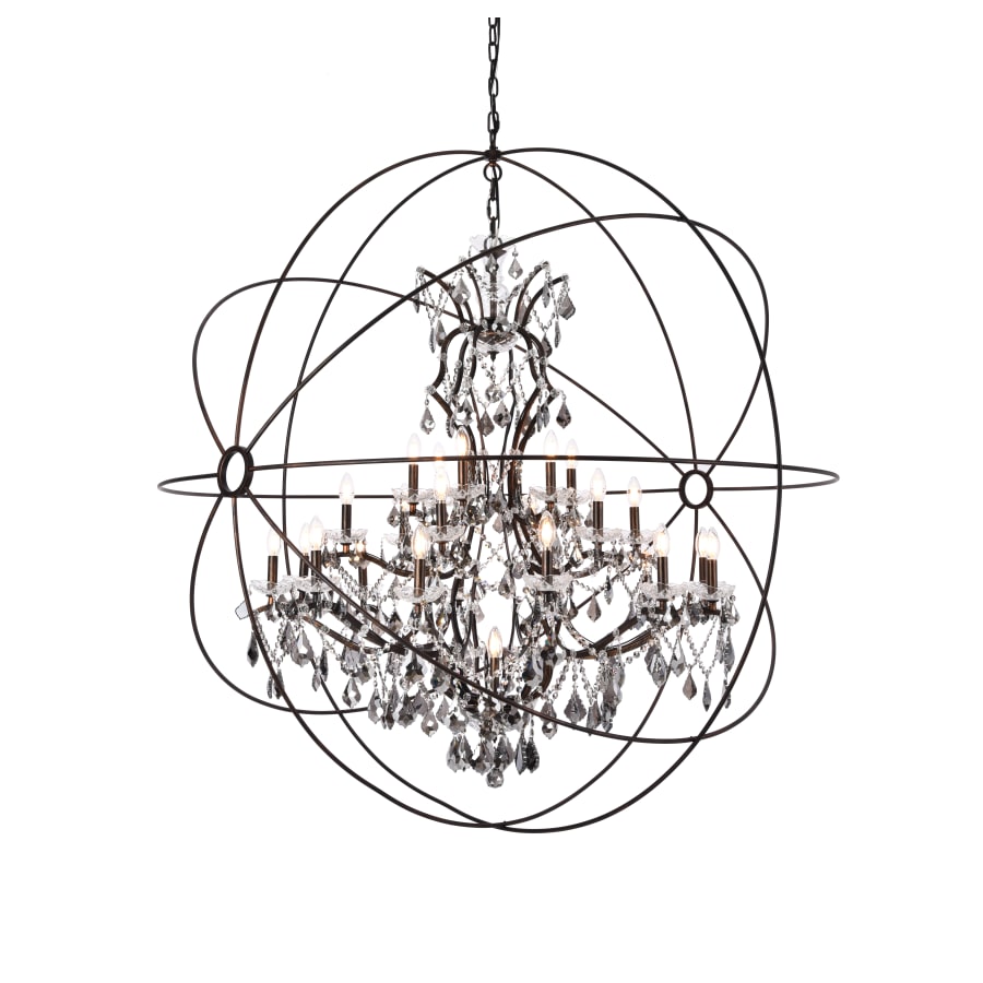 Elegant Lighting Geneva 25 Light 60" Wide Crystal Chandelier with Silver Shade Royal Cut Crystals