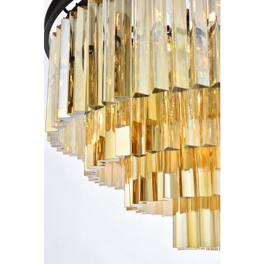 Elegant Lighting Sydney 17 Light 32" Wide Crystal Chandelier with Golden Teak Royal Cut Crystals