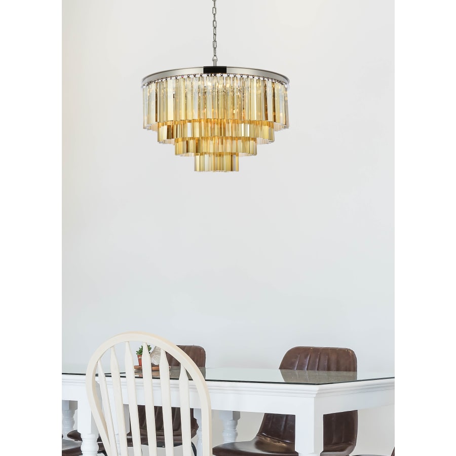 Elegant Lighting Sydney 17 Light 32" Wide Crystal Chandelier with Golden Teak Royal Cut Crystals