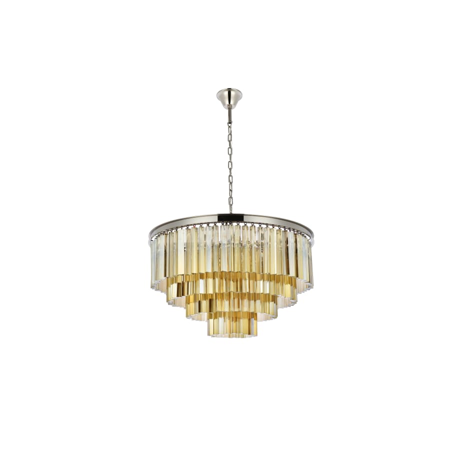 Elegant Lighting Sydney 17 Light 32" Wide Crystal Chandelier with Golden Teak Royal Cut Crystals