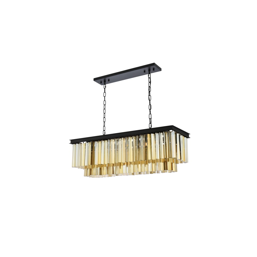 Elegant Lighting Sydney 12 Light 40" Wide Crystal Linear Chandelier with Golden Teak Royal Cut Crystals