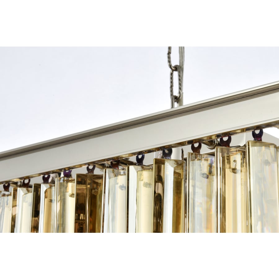 Elegant Lighting Sydney 12 Light 40" Wide Crystal Linear Chandelier with Golden Teak Royal Cut Crystals