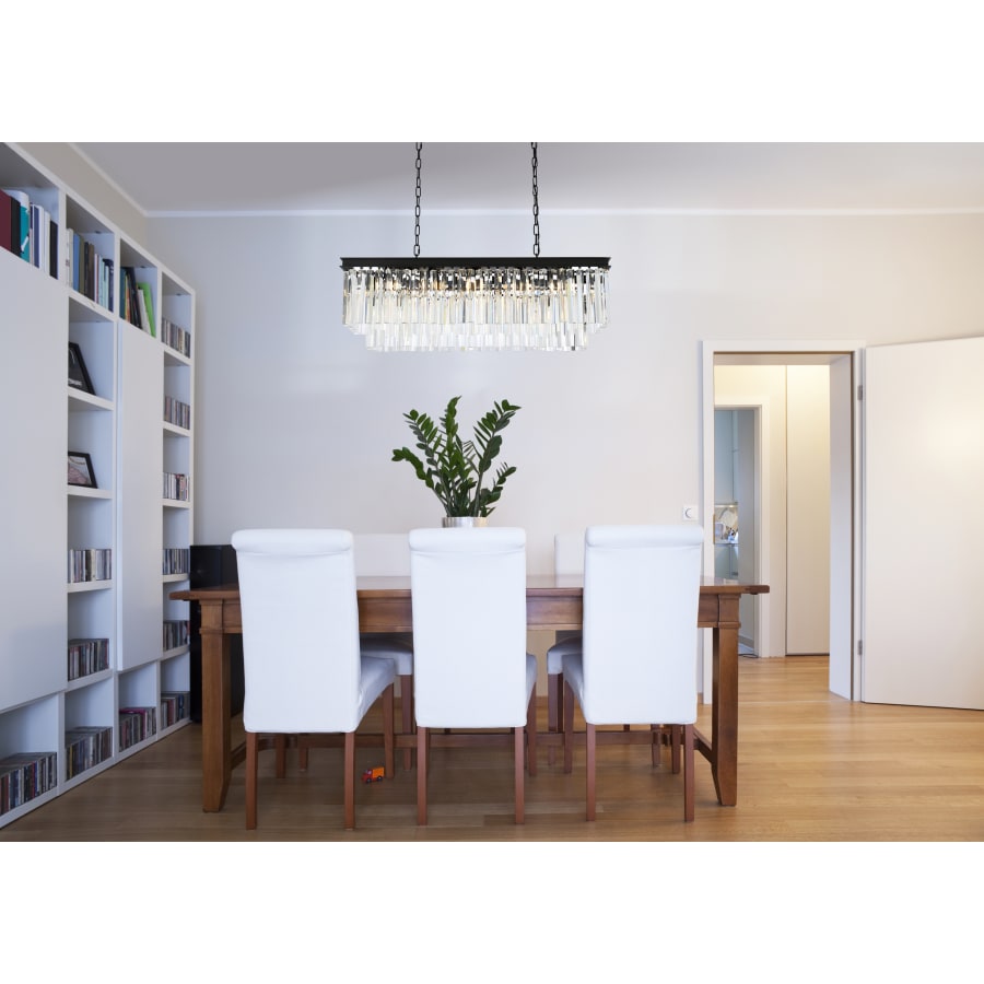 Elegant Lighting Sydney 12 Light 40" Wide Crystal Linear Chandelier with Clear Royal Cut Crystals