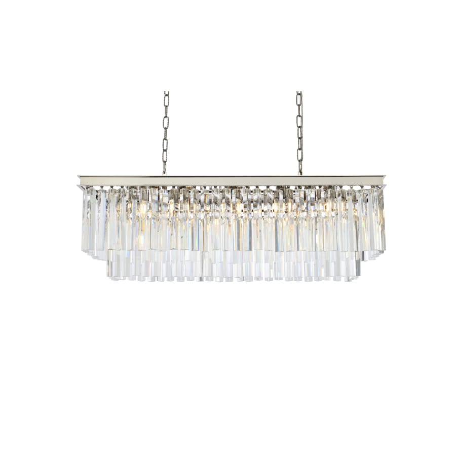 Elegant Lighting Sydney 12 Light 40" Wide Crystal Linear Chandelier with Clear Royal Cut Crystals