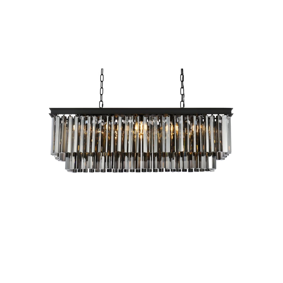 Elegant Lighting Sydney 12 Light 40" Wide Crystal Linear Chandelier with Silver Shade Royal Cut Crystals