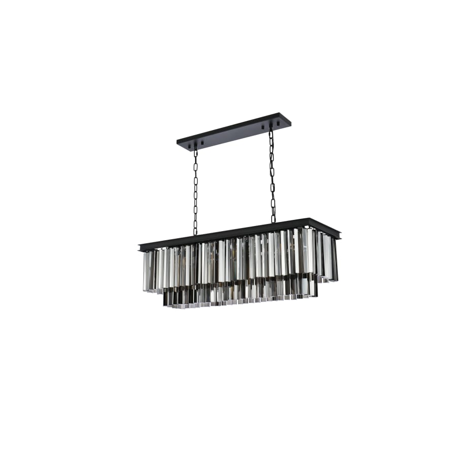 Elegant Lighting Sydney 12 Light 40" Wide Crystal Linear Chandelier with Silver Shade Royal Cut Crystals