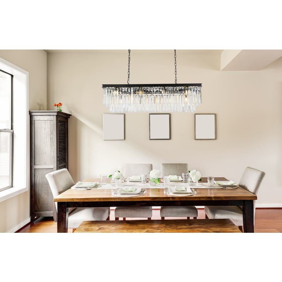Elegant Lighting Sydney 12 Light 50" Wide Crystal Linear Chandelier with Clear Royal Cut Crystals