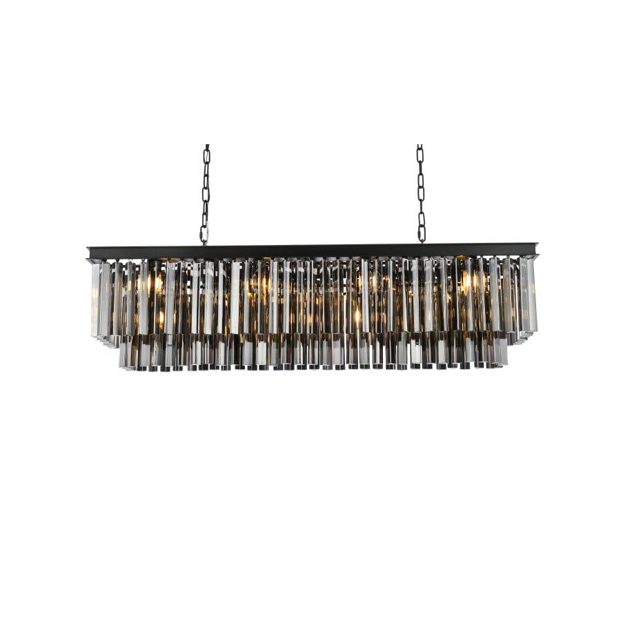 Elegant Lighting Sydney 12 Light 50" Wide Crystal Linear Chandelier with Silver Shade Royal Cut Crystals