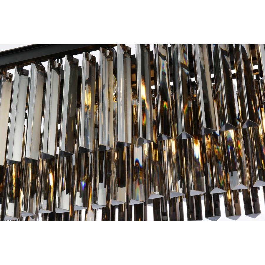 Elegant Lighting Sydney 12 Light 50" Wide Crystal Linear Chandelier with Silver Shade Royal Cut Crystals