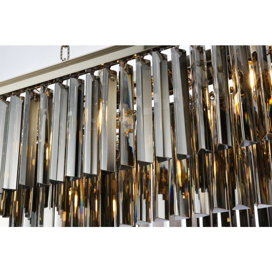 Elegant Lighting Sydney 12 Light 50" Wide Crystal Linear Chandelier with Silver Shade Royal Cut Crystals