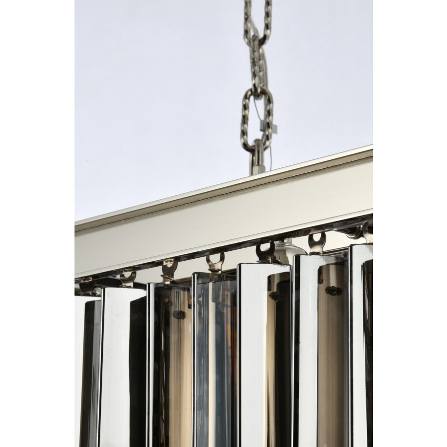 Elegant Lighting Sydney 12 Light 50" Wide Crystal Linear Chandelier with Silver Shade Royal Cut Crystals