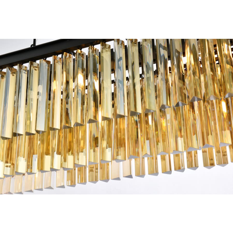 Elegant Lighting Sydney 12 Light 60" Wide Crystal Linear Chandelier with Golden Teak Royal Cut Crystals