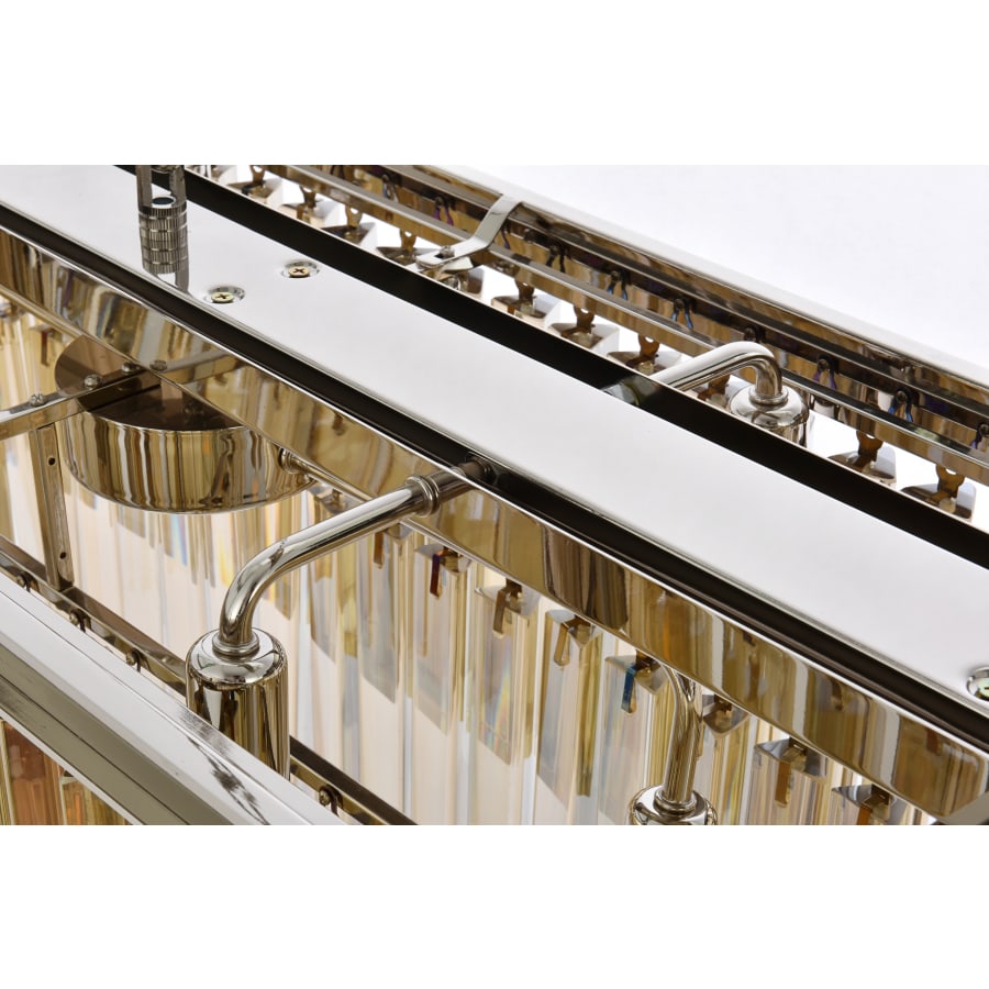 Elegant Lighting Sydney 12 Light 60" Wide Crystal Linear Chandelier with Golden Teak Royal Cut Crystals
