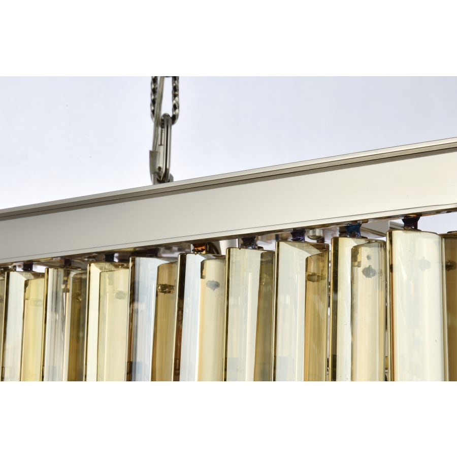 Elegant Lighting Sydney 12 Light 60" Wide Crystal Linear Chandelier with Golden Teak Royal Cut Crystals