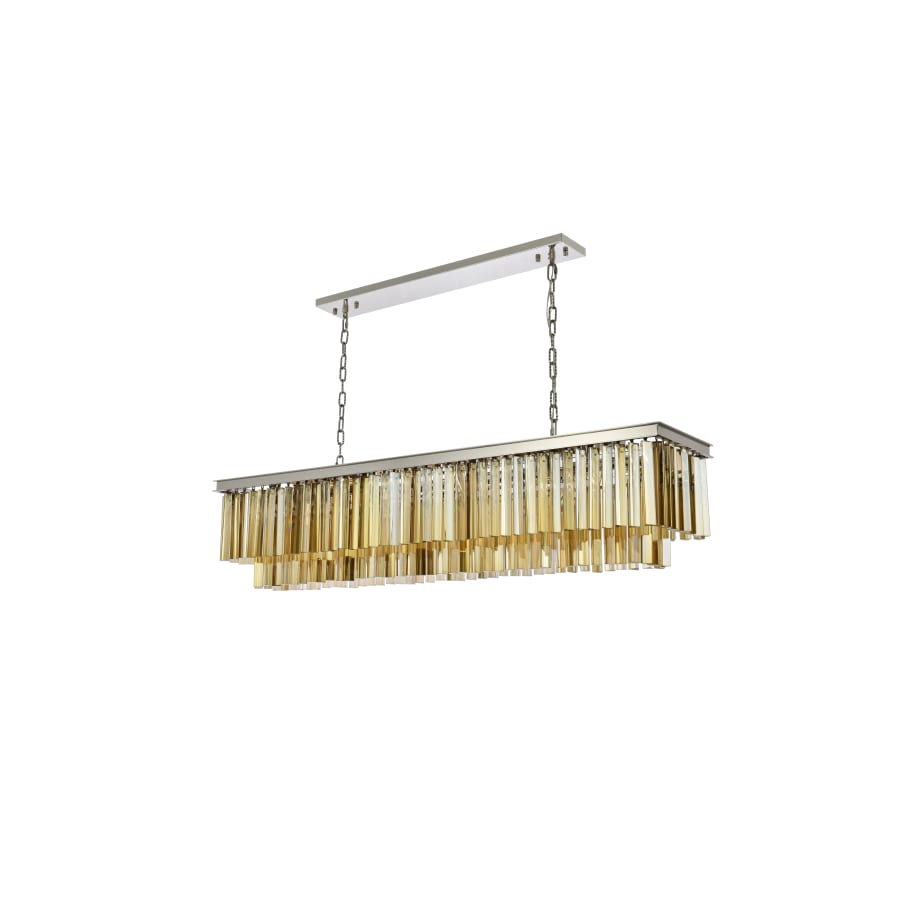 Elegant Lighting Sydney 12 Light 60" Wide Crystal Linear Chandelier with Golden Teak Royal Cut Crystals