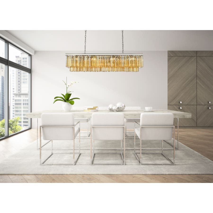 Elegant Lighting Sydney 12 Light 60" Wide Crystal Linear Chandelier with Golden Teak Royal Cut Crystals