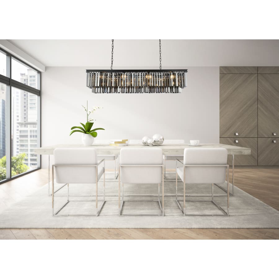 Elegant Lighting Sydney 12 Light 60" Wide Crystal Linear Chandelier with Silver Shade Royal Cut Crystals
