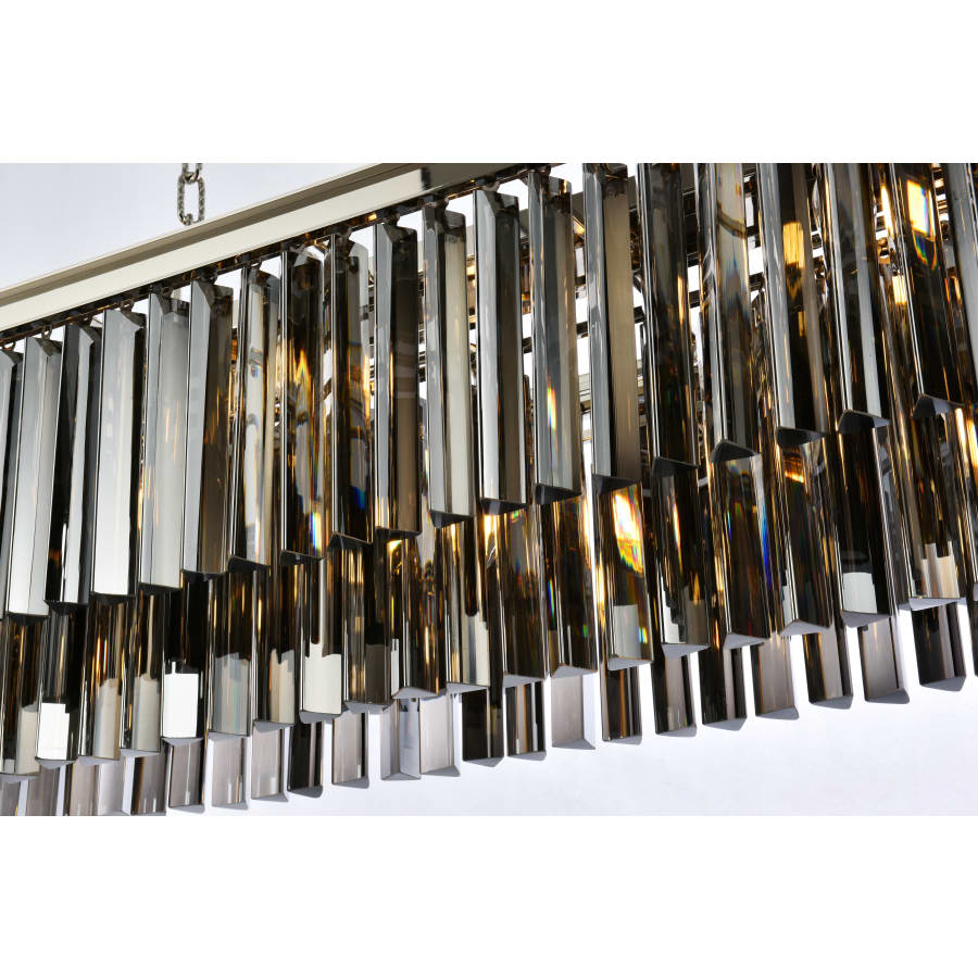Elegant Lighting Sydney 12 Light 60" Wide Crystal Linear Chandelier with Silver Shade Royal Cut Crystals