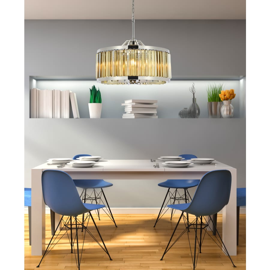 Elegant Lighting Chelsea 8 Light 28" Wide Crystal Drum Chandelier with Golden Teak Royal Cut Crystals