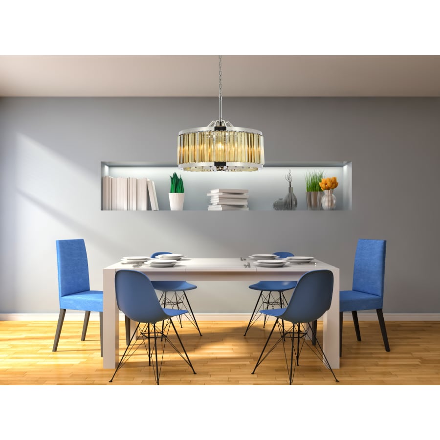 Elegant Lighting Chelsea 8 Light 28" Wide Crystal Drum Chandelier with Golden Teak Royal Cut Crystals