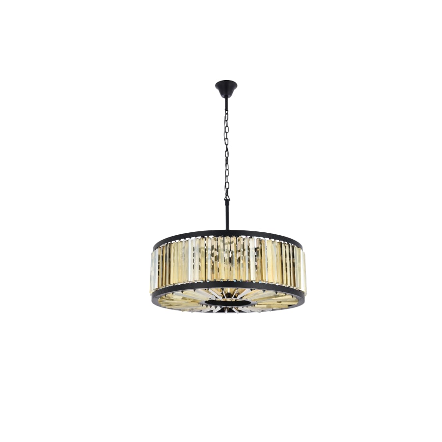 Elegant Lighting Chelsea 10 Light 36" Wide Crystal Drum Chandelier with Golden Teak Royal Cut Crystals
